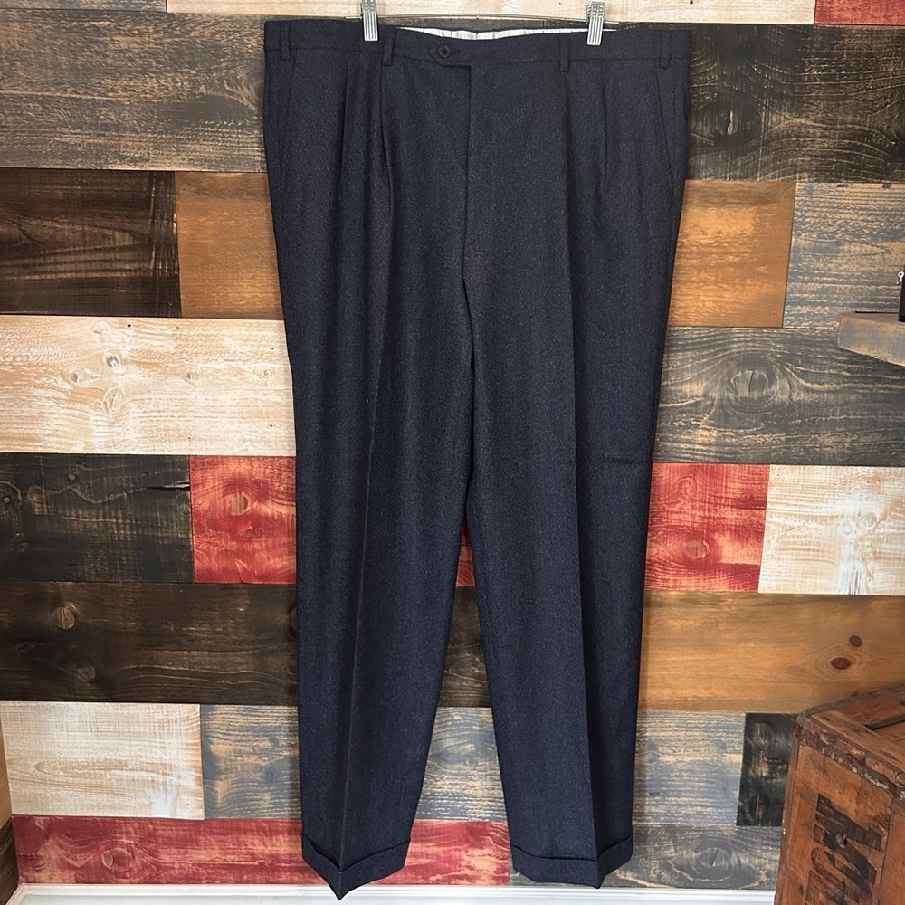 Brioni 42x33 Cannes Blue Wool Pleated Speckled Italy Mens Dress Pants 52IT